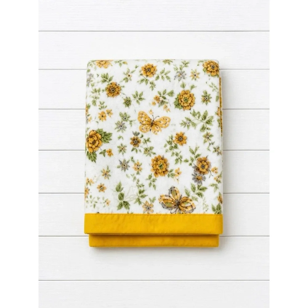 Cannon Monticello Vintage Summer Day Thermal Blanket Yellow Floral Butterfly